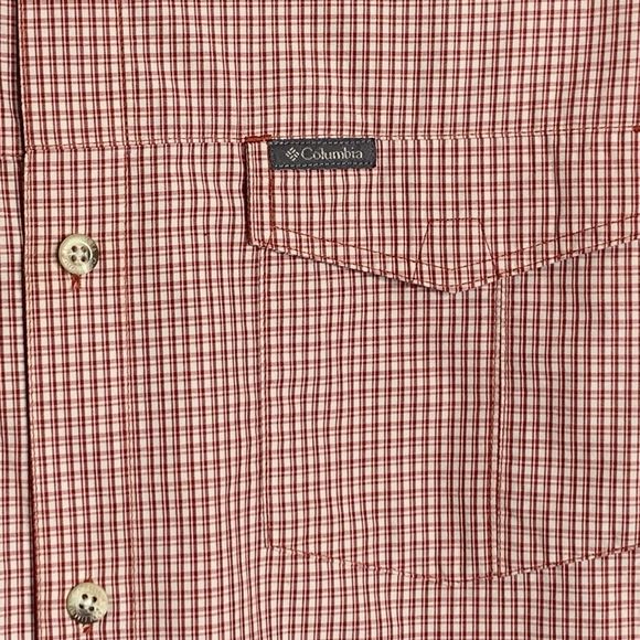 Columbia Omni Shade Shirt Men L Red Plaid Vented Outdoor Long Sleeve Button Up - Picture 4 of 14